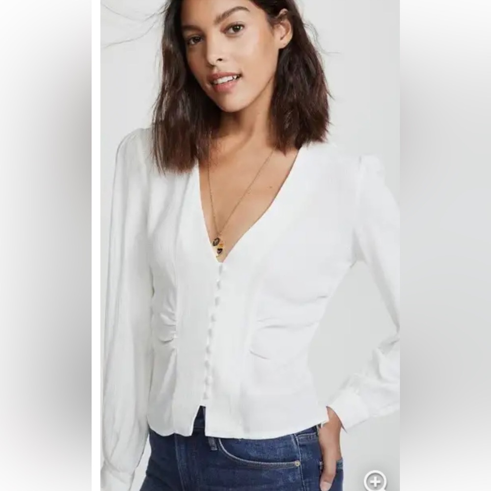 Free People Plunged Neck White Top